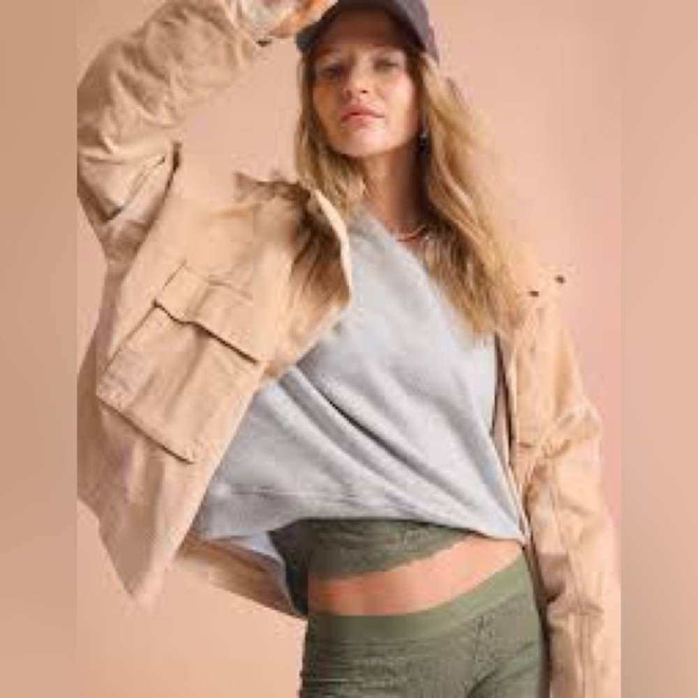 NWT OFFLINE By Aerie Cropped Corduroy Jacket full zip oversized crop medium